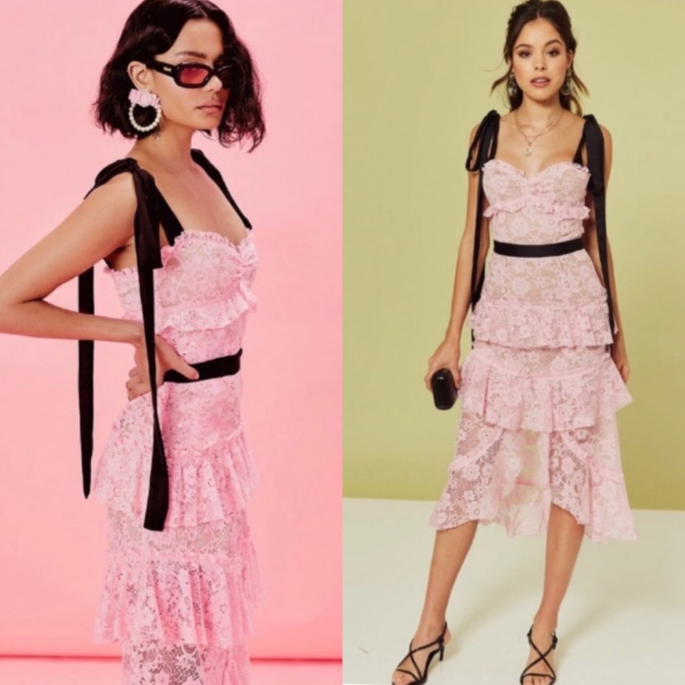 For Love & Lemons Iris Hi Lo Dress Pink Size XS
